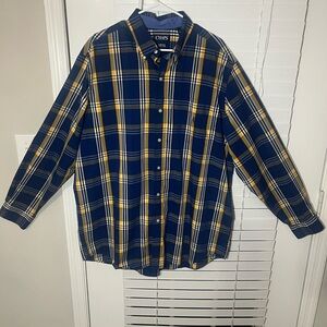 XLT NWOT Men's Chaps Dark Blue and Black Plaid Long-Sleeve Button Down Shirt